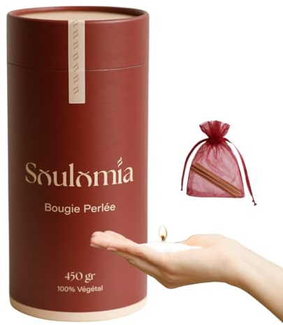 Bougie Perlée Soulomia | Perles de Cire Végétale en Sable 450 g + 15 Mèches | Kit Écologique & Réutilisable pour Fabrication de Bougies Maison DIY