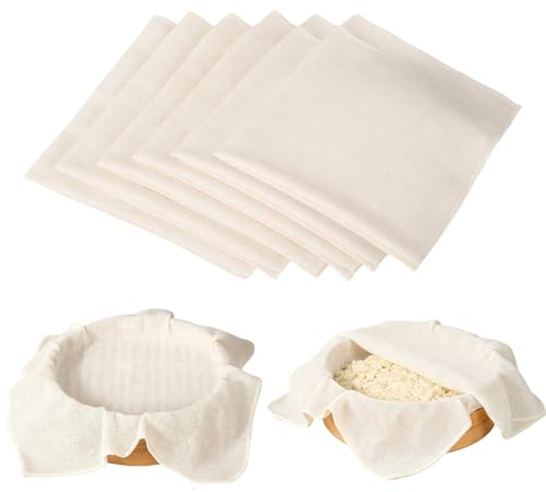 HhBdy 6 Piezas Cheese Cloth, Colador de Tela 60 × 60 cm Colador Tela Reutilizable, Estameña Lavable Telas Filtrantes para Caldo Filtrado Queso Jugo Fruta Prensada Fermentación de Masa de Pan