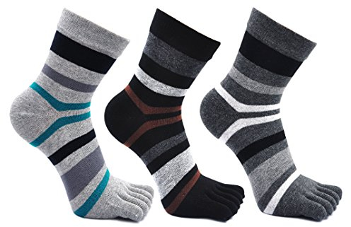 TEENLOVEME Herren Zehensocken Baumwolle Männer Five Fingers Socken Sport laufende Zehe Socken, Schuhgrößen 39-44, Mischfarben-3 Paar