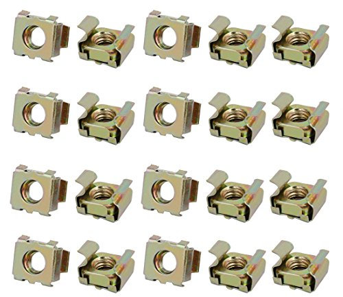 sourcingmap 20pcs écrou à cage M6 en acier au carbone captif ton en laiton pour armoire d'étagère de serveur