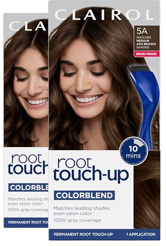 Clairol Root Touch-Up by Nice'n Easy Permanent Hair Dye, 5A Medium Ash Brown Hair Color, Pack of 2