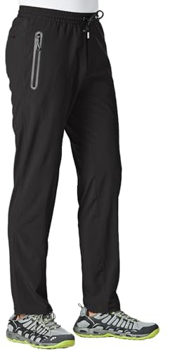 TBMPOY Men's Travel Hiking Pants Lightweight Athletic Pant Quick Dry Windbreaker Fishing Running Active Jogger Black XL