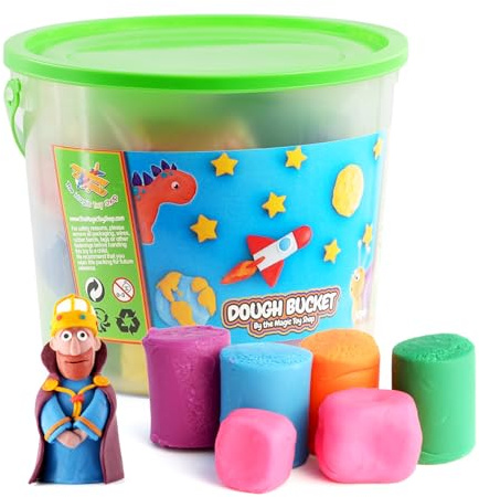 GEEZY Giant Dough Bucket - Non Toxic Modelling Clay for Kids - 30 Pieces, 10 Colours, 1.5 Kg Crafting Dough Tub - Coloured Clay for Kids' Arts and Crafts