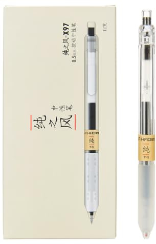 czxwyst X97 Retractable Gel Ink Pens 0.5mm Fine Point (Black Color 12-Pack)