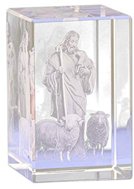 Kristall Jesus Statue Glaswürfel Jesus Hirten Gravur Modell 3D Figur Kunst Krippe Feng Shui Souvenirs Handwerk für Religiöse Ornamente Heimtextilien