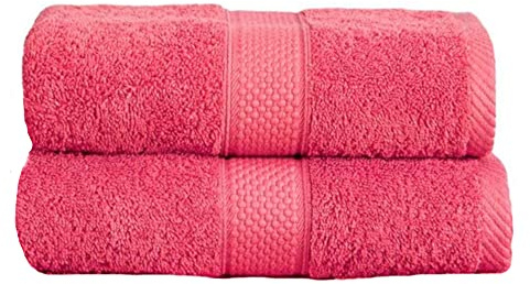 100% Turkish Cotton Guest Towels Hand Kitchen Towel Face Cloth 40 x 60 cm Pack Of 2 Twin Set (Raspberry)