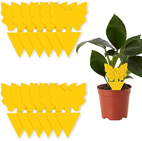 Sticky Fruit Fly Trap, 10 Pcs Yellow Sticky Insect Catcher for Indoor and Outdoor Houseplant - Non-Toxic and Eco-Friendly