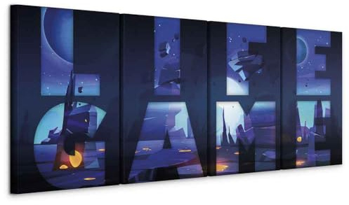 artgeist Acoustic Canvas Wall Art Gamers Game Console 63x24 in - 4pcs Picture with Acoustic Foam Sound Print Artwork Room Acoustics Soundproofing 3D Effect Gaming Play Colorful m-C-10009-b-a