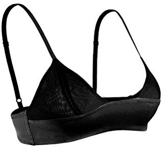 SilRiver Bralette triangular de seda para mujer, sexy, 1/2 copa suave, sin varillas, top corto ligero con satén suave, Negro -, Large