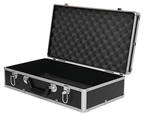 DOITOOL Werkzeugkoffer aus Aluminium Flightcase mit Schaumstoffpolsterung Abschließbarer Werkzeugkasten Tragbarer Transportkoffer für Messgeräte (500 X 280 X 130 Mm Schwarz)