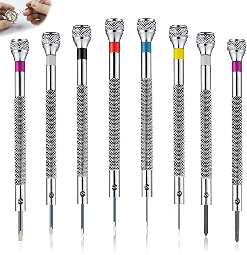 8 Stück Uhrmacher Schraubendreher, Präzisions Schraubendreher Set, Mini Schraubenzieher, Schmuck Brille Reparatur Screwdriver 0,6-1,6 mm, Uhrmacherschraubendreher für Uhren Brillen Reparatur