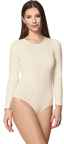 Merry Style Body Mangas Largas Lencería Ropa Interior Mujer MS-114 (Ecru, M)