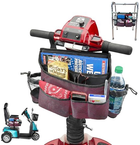 High Road Walker Bag, Wheelchair Bag and Mobility Scooter Caddy - 8 Easy Access Pockets and Cup Holders for Mobility Aids and Equipment