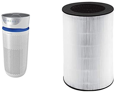 HoMedics TotalClean 5 in 1 Tower Air Purifier with UV-C, HEPA & Carbon Filters, Removes Allergens, Pet Dander, Smoke, Cooking - Large, White & HEPA Filter for Air Purifier model AP-T40
