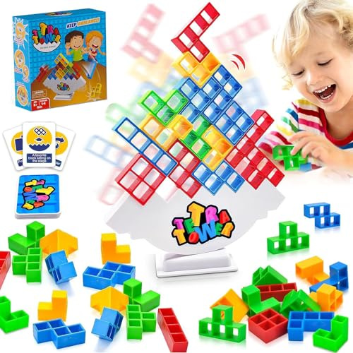 Harxin 48 Piezas Balance Blocks,Montessori Juguetes,Bloques de apilamiento Juego de Equilibrio,Adecuado para Niños como Juguetes Educativos (Balance Blocks)