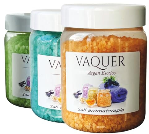 Regalami.shop 3x500 gr sali da bagno, Menta, Brezza Marina ed Argan Esotico, Bellezza, Cura del Corpo, Rilassamento, Spa - Made in Italy