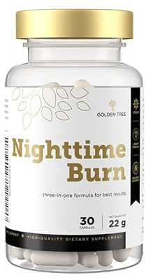 Golden Tree Nighttime Burn – Fibre Capsules with Prickly Pear Cactus, Vitamin B3, Vitamin B6, Valerian Root & L-Carnitine – Caffeine-Free – 30 Vegan Capsules