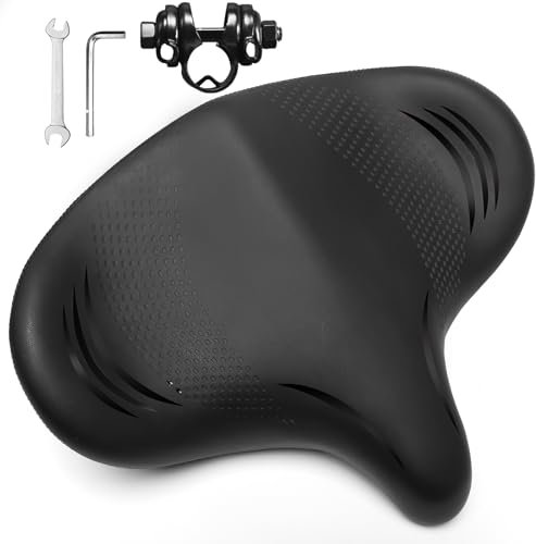 BUCKLOS Extra bred komfortsittdyna för män och kvinnor – stor, mjuk skumvadderade cykelsäten för träning/peloton/våt/stående hjul/spindelcykel