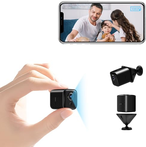 Tiantianle Mini Kamera Full HD WLAN Kamera Überwachung Innen Mini Überwachungskamera, Mini Kamera Live Übertragung Handy APP, Lange Standby WiFi Kamera Wiederaufladbar mit Bewegungsmelder/Nachtsicht