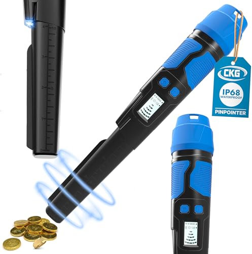 CKG Metal Detector Pinpointer 360° Detection, Professional Metal Detector Wand for Adults with LCD Screen & 3 Alert Modes, Fully Waterproof IP68, Color Blue