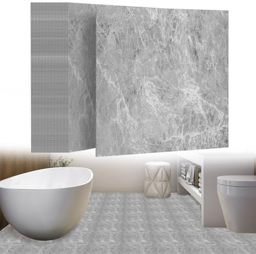 UISEBRT Selbstklebend Bodenfliesen 27 Stück 2,51m² PVC Bodenbelag Vinylboden Betonoptik Klebefliesen Meterware Fliesenoptik für Küche Bad Flur Wohnbereich 30×30cm 【Modell B】