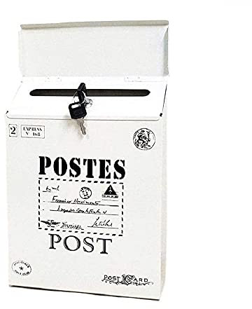 Buzón de pared a prueba de lluvia con cerradura Buzón de correo reforzado con puerta a través Buzón de correo con puerta de acero doble Buzón de correo con cerradura Buzón de correo retro para exteri