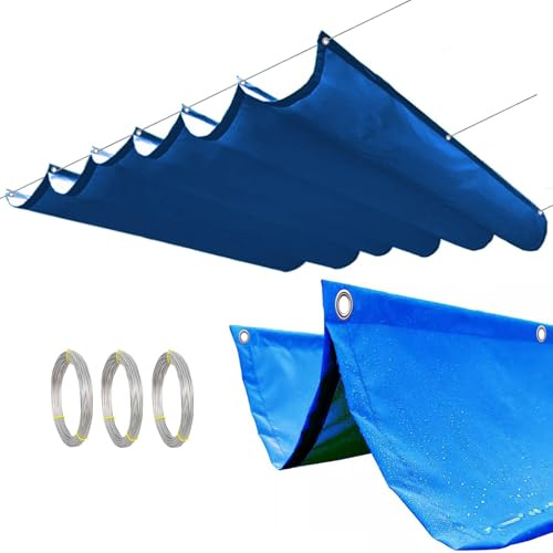 Sonnensegel, einziehbar, wasserdicht, UV-Schutz, für Außenbereich, Pergola, Garten, Terrasse und Wintergarten, komplettes Montage-Set im Lieferumfang enthalten, Blau