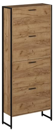 Vicco Shoe tipper Folda, Goldkraft oak/black, 63 x 152.5 cm with 4 tilting compartments