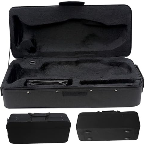 Estuche para trompeta Estuche para trompeta impermeable antivibración 3 compartimentos con correas de transporte y bolsillo frontal Mochila portátil de tela Oxford 21x9x6 pulgadas, negro