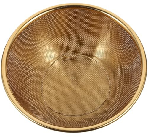 SHINEOFI Passoire en Acier Inoxydable 24 Cm Dorée, Ensemble 2 Pièces Bol et Passoire à Légumes, Tamis à Riz Résistant Cuisine, Accessoire Évier Pratique pour Lavage et Égouttage