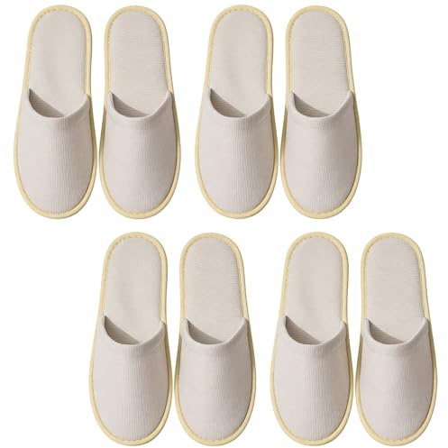 RUKAN Ciabatte Usa e Getta Ospiti, Ciabatte Ospiti con Suola Antiscivolo, Set Monouso Unisex per Albergo Casa Viaggio Bagno, Taglia Unica, 4 Coppia