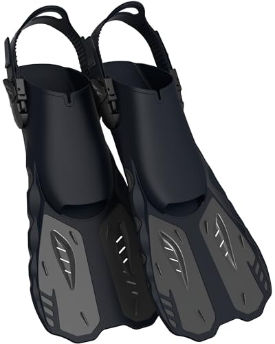 G2RISE Flippers Adult, Swimming Fins Travel Size for Snorkeling Diving | with Adjustable Open Heel for Swimming Trainning