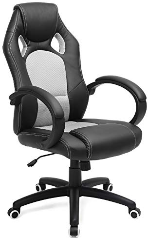 SONGMICS Poltrona Girevole Sedia Direzionale Ergonomica da Ufficio Studio Regolabile con Rotelle OBG56BG