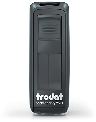 Trodat - Pocket Printy 9511 - Tampon de poche avec texte souhaité personnalisable, personnalisez ici en ligne - Couleur du boîtier : noir - Tampon d'adresse - Avec texte au choix - 38 x 14 mm, 4