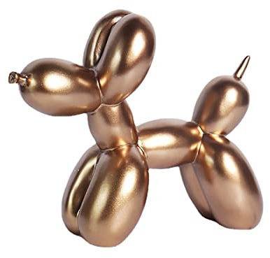 Modern Skulptur Dekofigur Ballon Hund Harz Statue, Kunst Tier Statue Tischdeko, Kreativität Handwerk Geschenk Für Desktop Wohnzimmer Kuchen Bäckerei (Gold)