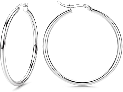 Chriscoco Creolen Silber 925 für Damen - Groß, Hypoallergene, Leichte Ohrringe für Mädchen - 13/15/20/25/30/40/50mm