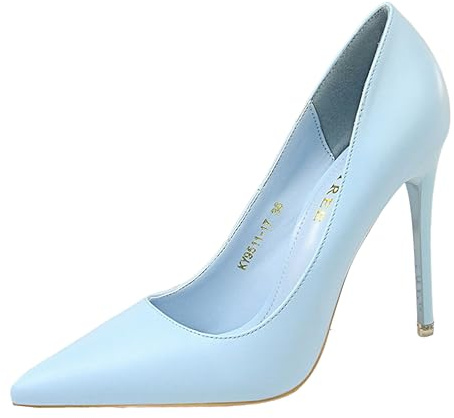 seiveini Femme Escarpins à Talons Aiguilles Bout Pointu Pompes à Talons Hauts Élégante Escarpins à Talons Hauts Sexy High Heels Chaussures de Soirée Cérémonie Mariage Fête A Bleu 35 EU
