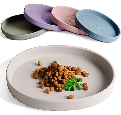 ne&no Futternapf für kleine Hunde und Welpen I Futterschale flach | Reisenapf | Silikonnapf breit für Trockenfutter und Nassfutter | Wasserschale I Campingnapf (steingrau)