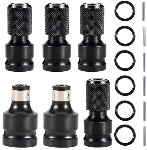 Stecknuss-Adapter 1/2 Vierkantantantrieb auf 1/4 Sechskantschaft, Sechskantschaft Adapter Teleskopbuchse Adapter für Schlagratschenschlüssel Schraubendreher Bit-Halter 6 Stücke