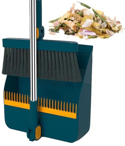 Set scopa e paletta – Scopa regolabile con manico lungo, testa girevole a 180° e scopa per casa, ufficio, traffico