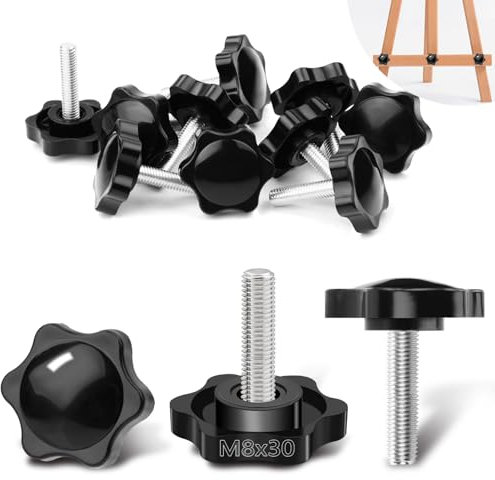 Ziamzra 20 tornillos moleteados M8 x 30 mm, tornillos de mariposa, tornillo de estrella con mango de estrella, DIN912, tornillo de estrella M8, tornillos para máquina herramienta, máquina de apriete,