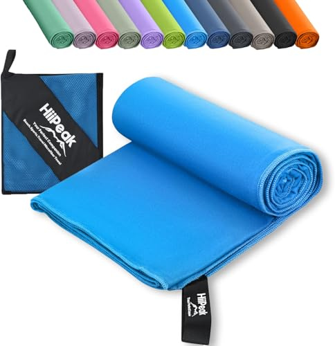 HiiPeak Microfibre Towel Compact Camping small gym towel hand face Towel - Quick Dry Lightweight Absorbent Sports Gym Swimming Hiking Drying Towel for Men,Women(Light Blue, 50cm x 30cm,XSmall size)