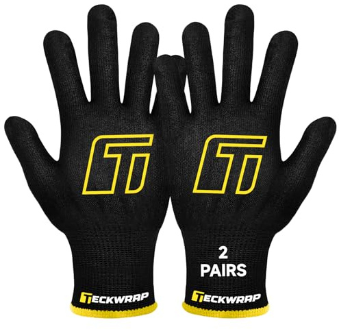 TECKWRAP Vinyl Wrap Gloves 2 Pairs XL Black Cut Resistant Work Gloves for Car Wrapping Window Tinting Level 3 Protection Flexible Fit for Installers