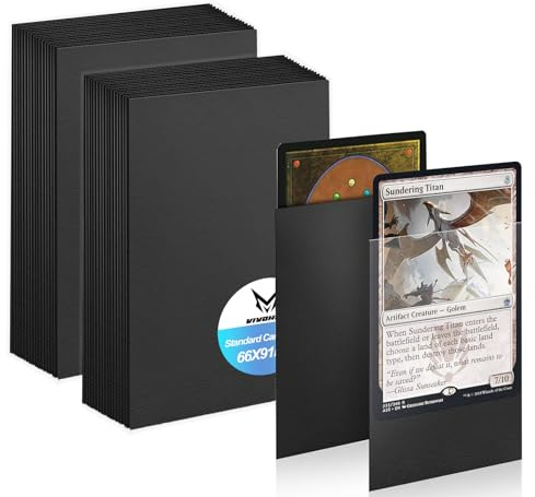 100 Pcs Trading Card Sleeves, 66 x 91mm Clear Frosted Trading Card Sleeves, Standard Card Sleeves for Magic, MTG, Sports Cards, Game Cards (Black)