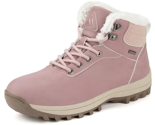 Mishansha Zapatos de Invierno Hombre Botas de Nieve Mujer Zapatillas Montaña Botines Forro Trekking Rosa Oscuro 38