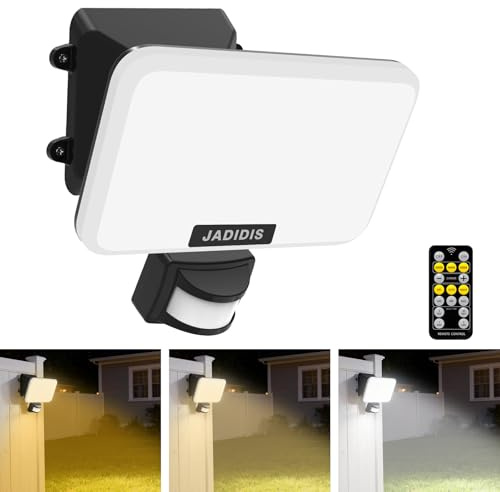 Projecteur LED Extérieur avec Détecteur et Télécommande 30W, Eclairage Exterieur 3600LM avec 132 Leds, Spot Led 3 Couleur & 4 Modes, Étanche IP65 Lampe de Sécurité pour Jardin, Cour, Garage