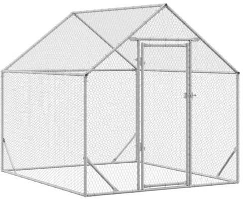 vidaXL Cage à Poules Argent 200 x 170 x 177 cm Acier galvanisé, Abris pour Poules, clôture Industrielle pour Jardin et terrasse, abri extérieur Solide et sécurisé