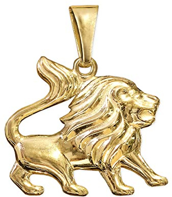 CLEVER SCHMUCK Sternzeichen Anhänger Löwe Gold 16 x 13 mm glänzend und 3D Form Sterling Silber vergoldet im Etui creme