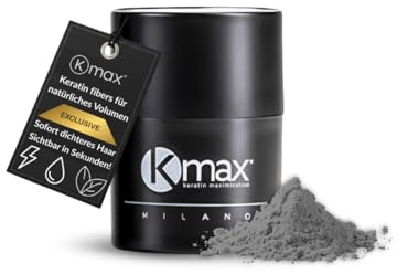 Kmax Fibre Cheratina per Capelli 5 gr, Polvere volumizzante Capelli naturale Infoltimento immediato, Fibre Capelli per coprire le Calvizie - Formato Try Me - Grigio scuro