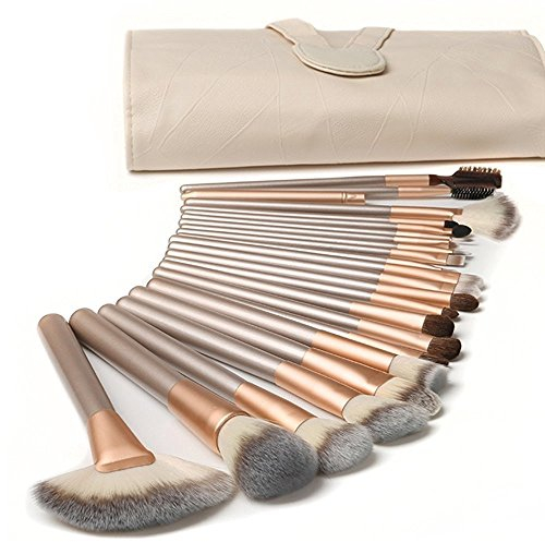18 Pezzi Set di Pennelli Trucco Con Custodia da Viaggio Manico in Legno Professionale Kabuki in Fibra Sintetica Premium per Fondotinta Blush Correttore Ombretto Viso Potere